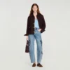 Palm-embroidered wide barrel jeans Palm-embroidered wide barrel jeans