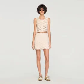 Beaded crochet knit top