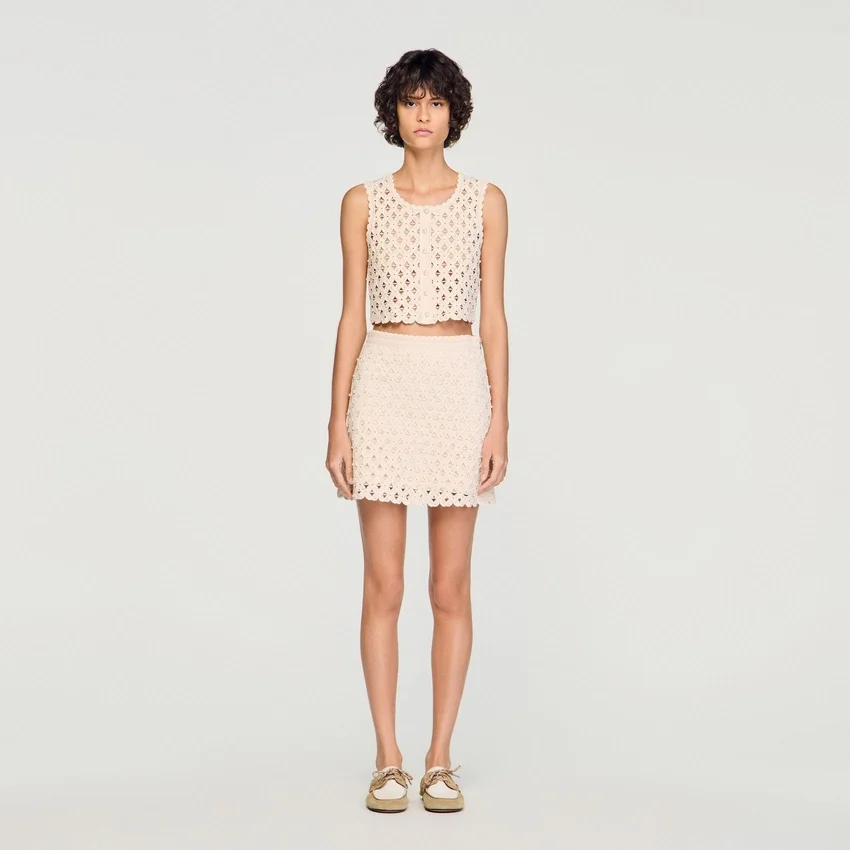 Beaded crochet knit top Beaded crochet knit top