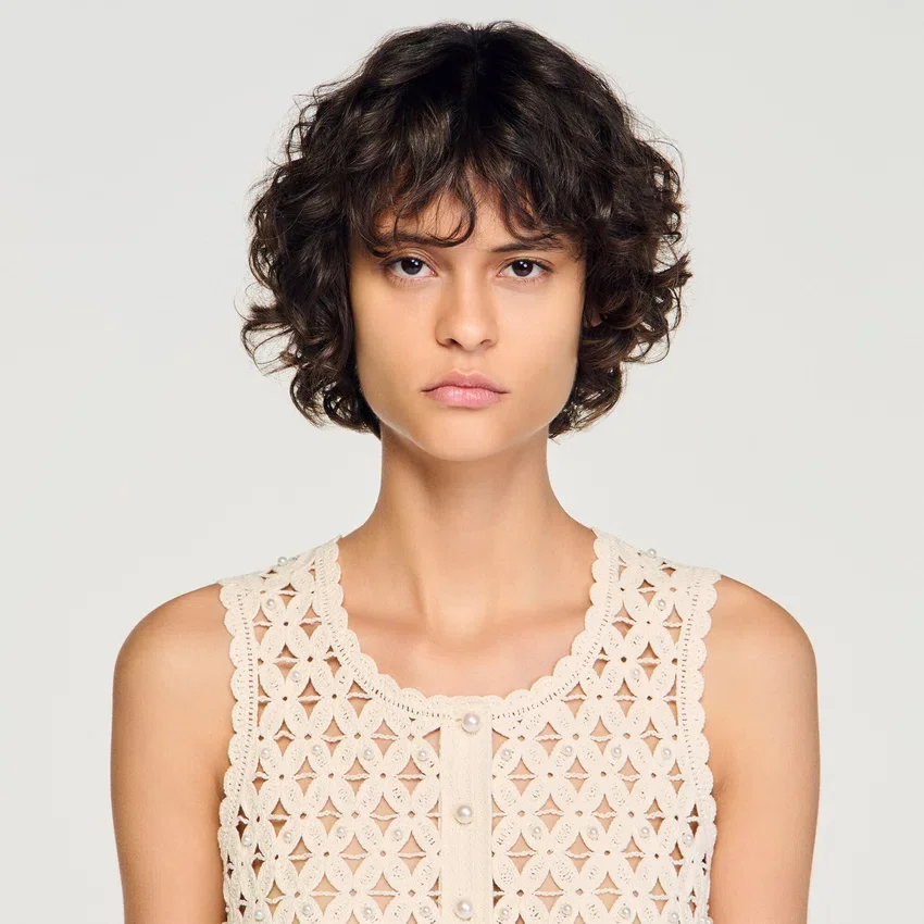 Beaded crochet knit top Beaded crochet knit top