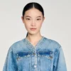 Beaded denim peplum jacket