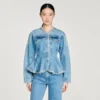 Beaded denim peplum jacket