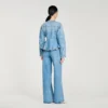 Beaded denim peplum jacket