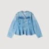 Beaded denim peplum jacket