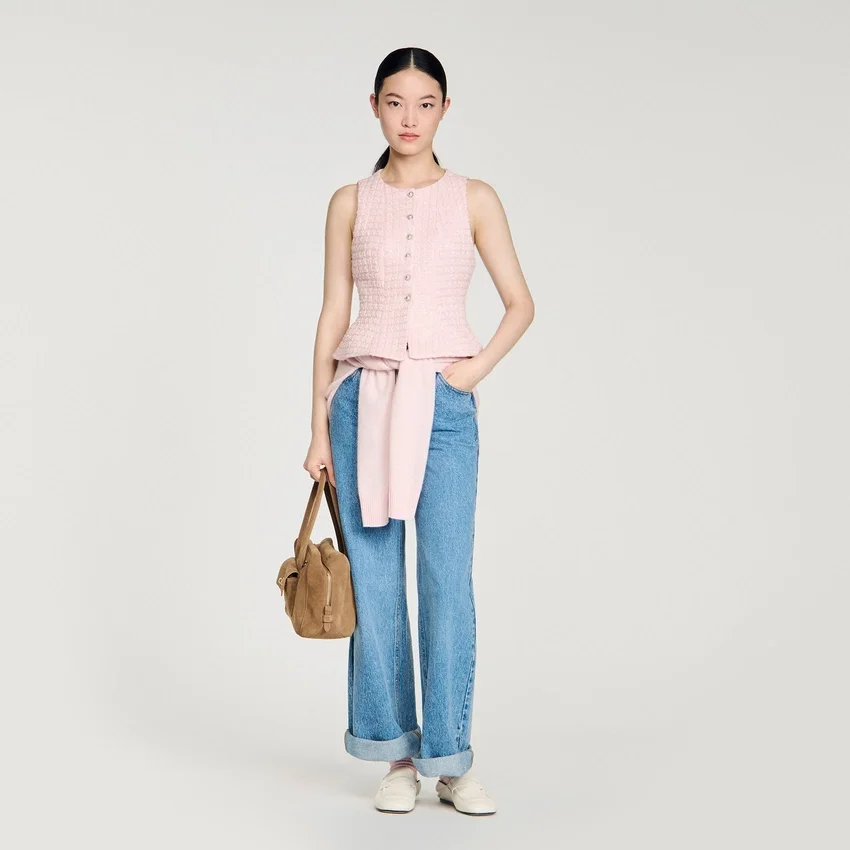 Beaded peplum tweed vest Beaded peplum tweed vest