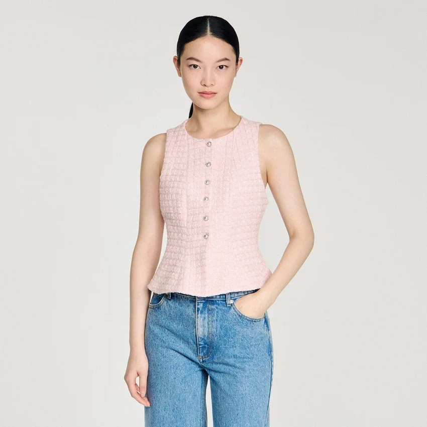 Beaded peplum tweed vest Beaded peplum tweed vest