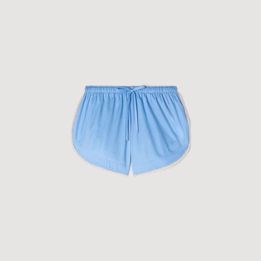 Beaded trim cotton shorts Beaded trim cotton shorts