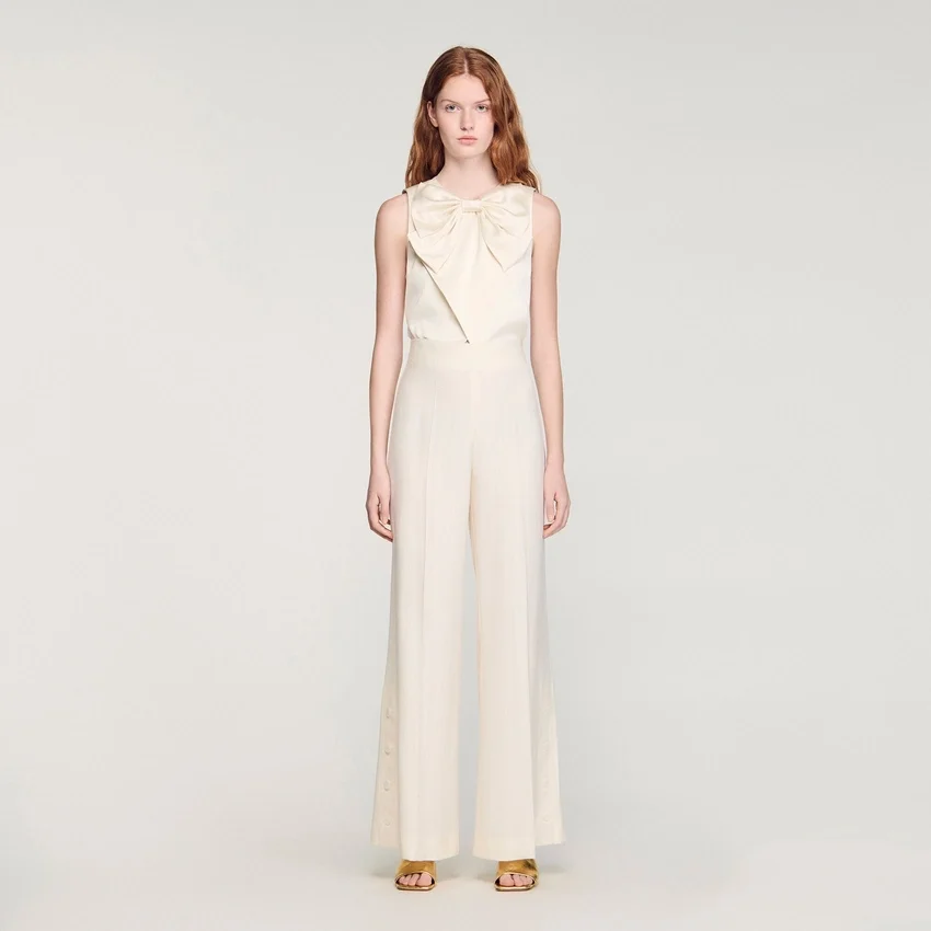 Buttoned-slit straight-leg trousers Buttoned-slit straight-leg trousers