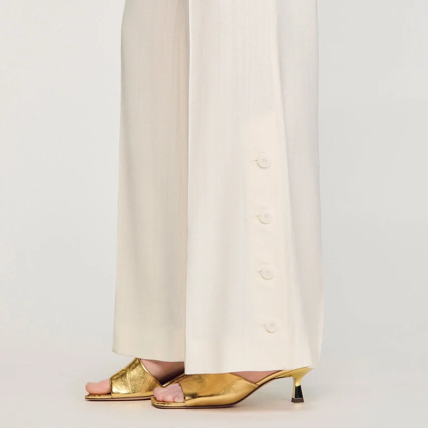 Buttoned-slit straight-leg trousers Buttoned-slit straight-leg trousers