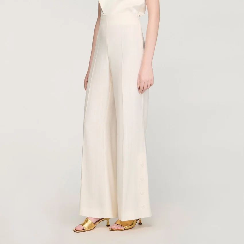 Buttoned-slit straight-leg trousers Buttoned-slit straight-leg trousers