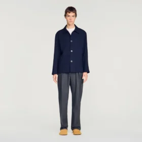 Buttoned wool worker jacket