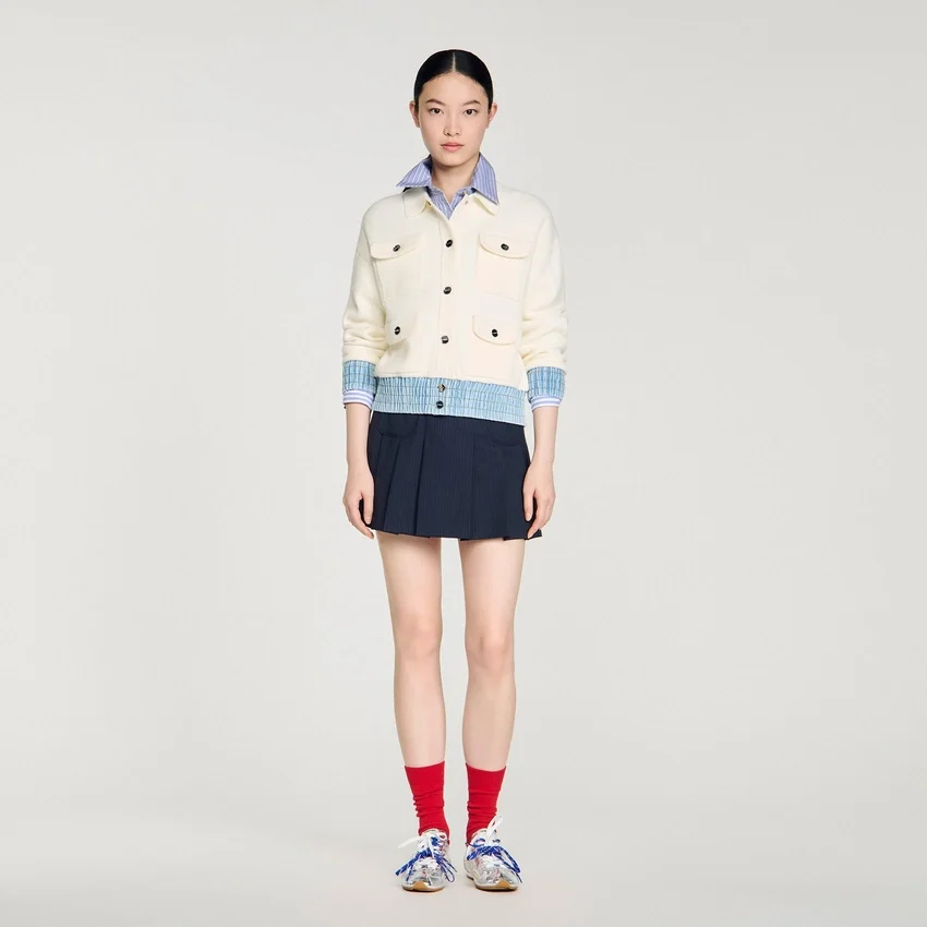 Cardigan with denim details Cardigan with denim details