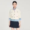 Cardigan with denim details Cardigan with denim details