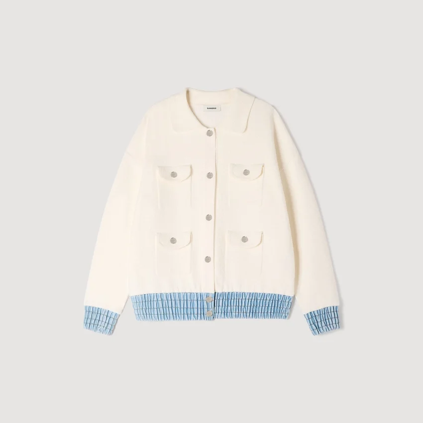 Cardigan with denim details Cardigan with denim details