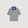 Cardigan with detachable denim collar Cardigan with detachable denim collar