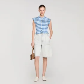 Check smocked shirt