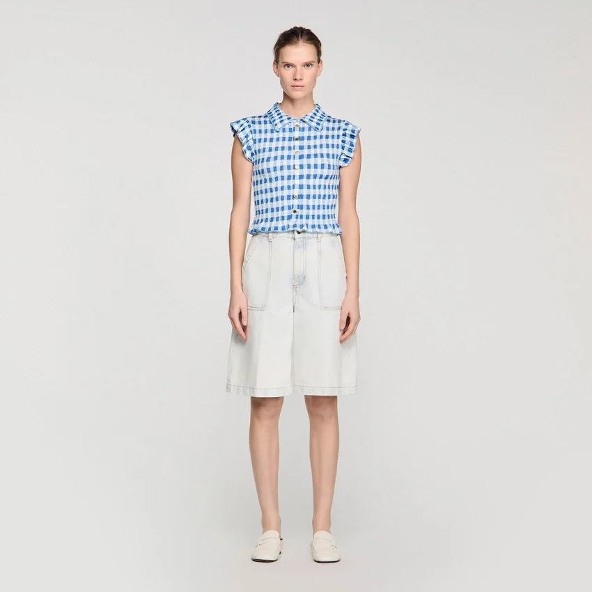 Check smocked shirt Check smocked shirt