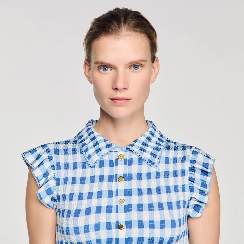 Check smocked shirt Check smocked shirt