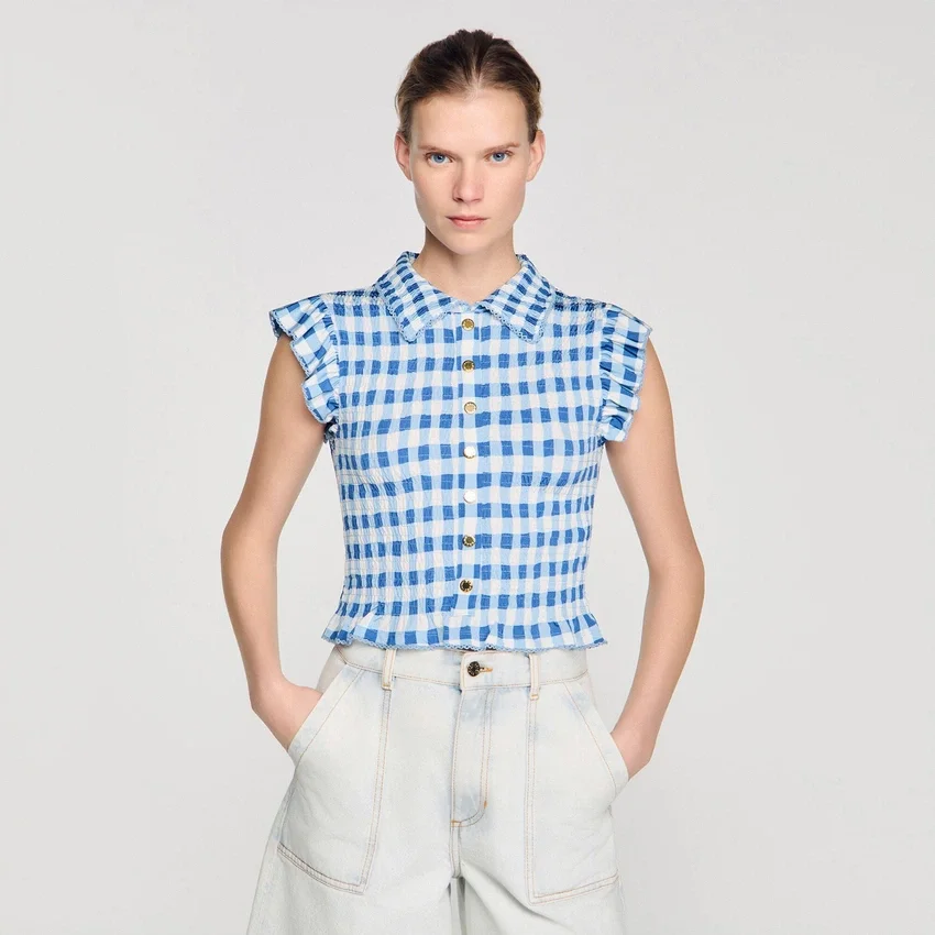 Check smocked shirt Check smocked shirt