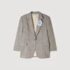 Checked wool jacket with brooch