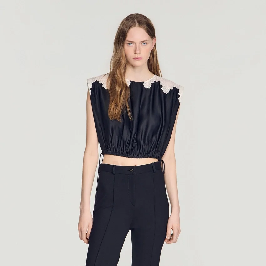 Contrast lace crop top Contrast lace crop top