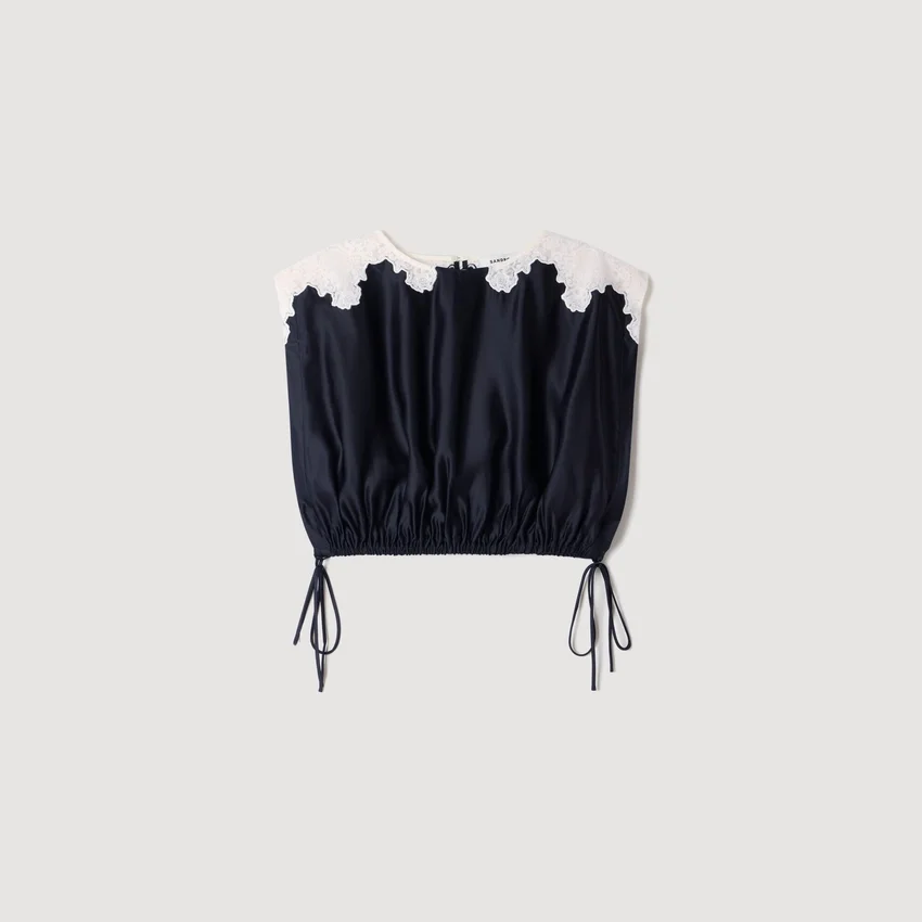 Contrast lace crop top Contrast lace crop top