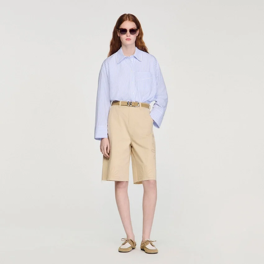 Cotton Bermudas with flower details Cotton Bermudas with flower details