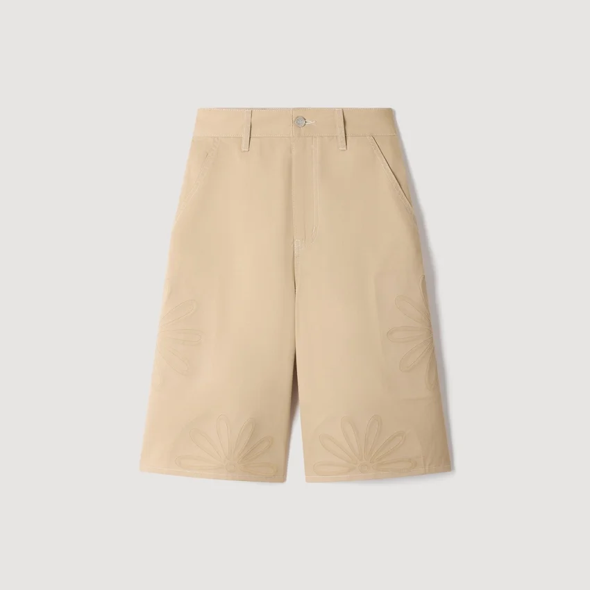 Cotton Bermudas with flower details Cotton Bermudas with flower details