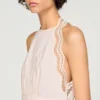 Cotton crop top with lace trim Cotton crop top with lace trim