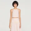 Cotton crop top with lace trim Cotton crop top with lace trim