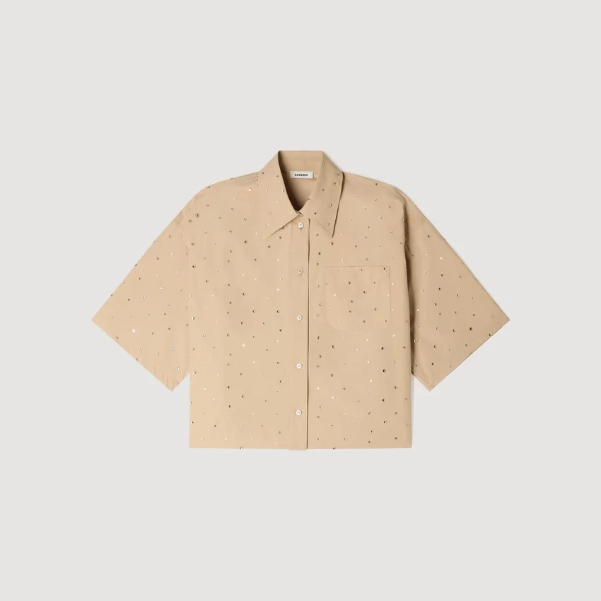 Cotton shirt with rhinestones Cotton shirt with rhinestones