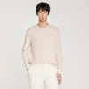 Crew-neck sweater in seed stitch