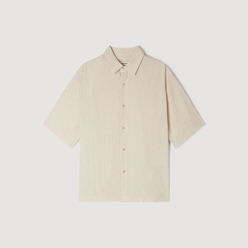 Crinkled-effect shirt with shark collar Crinkled-effect shirt with shark collar