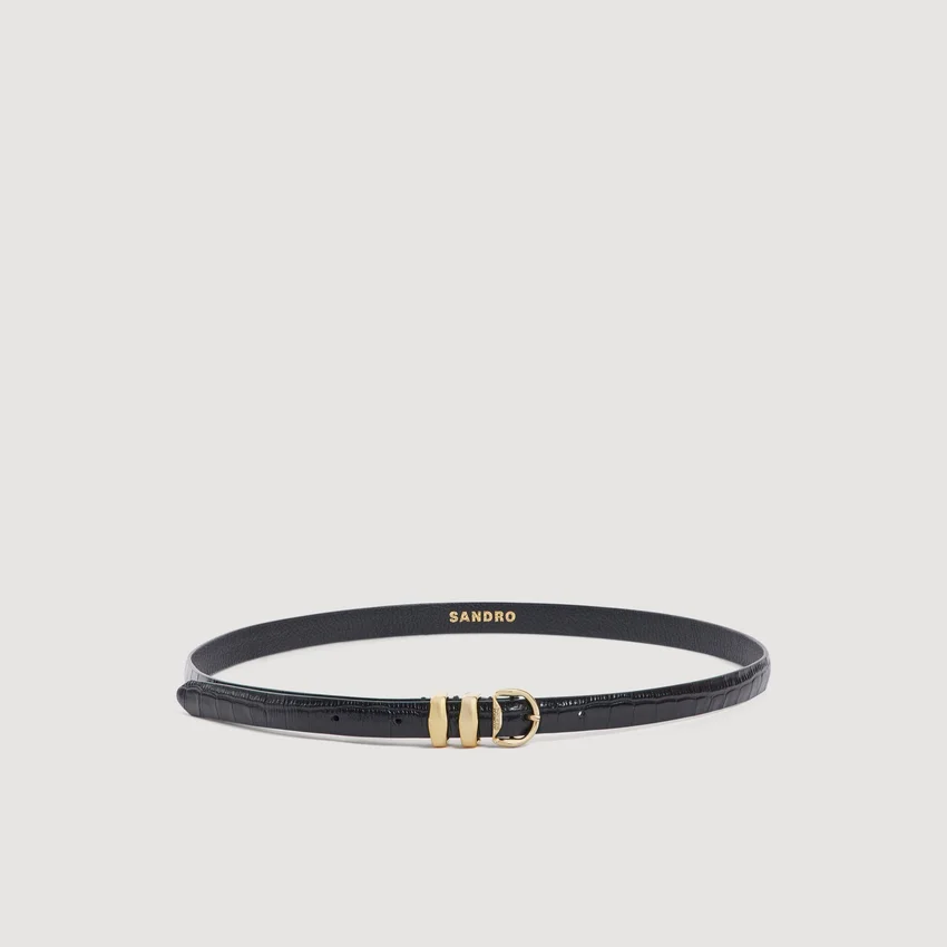 Croc-effect leather belt Croc-effect leather belt