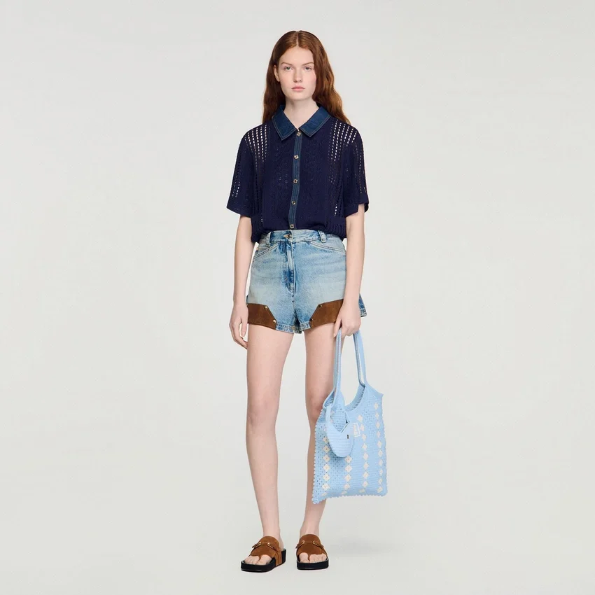 Crochet and denim top Crochet and denim top
