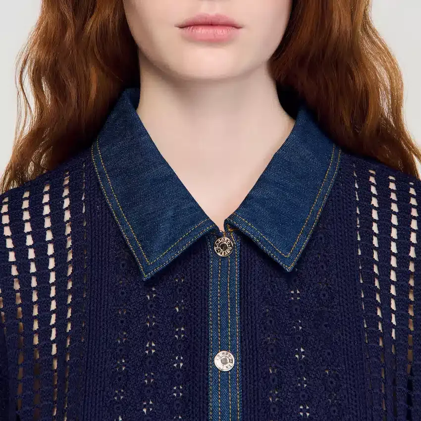 Crochet and denim top Crochet and denim top