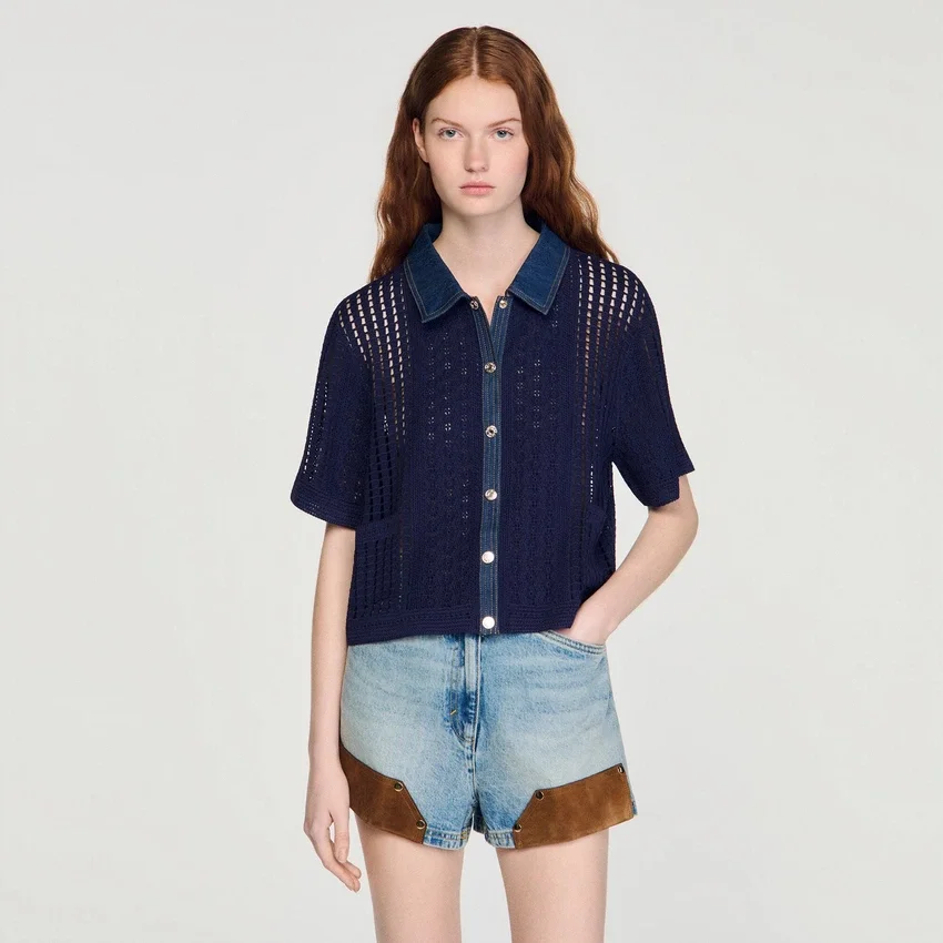 Crochet and denim top Crochet and denim top