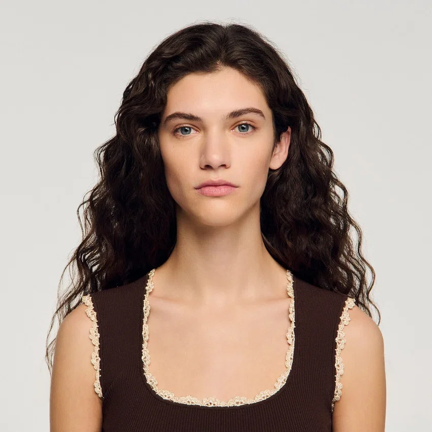 Crochet detail knit top Crochet detail knit top