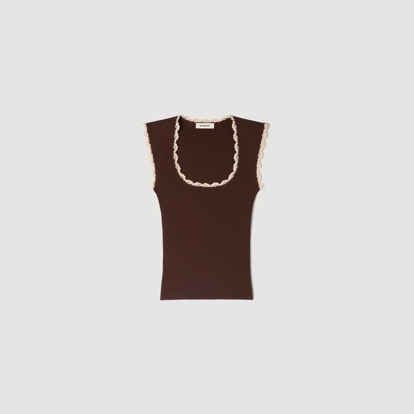 Crochet detail knit top Crochet detail knit top