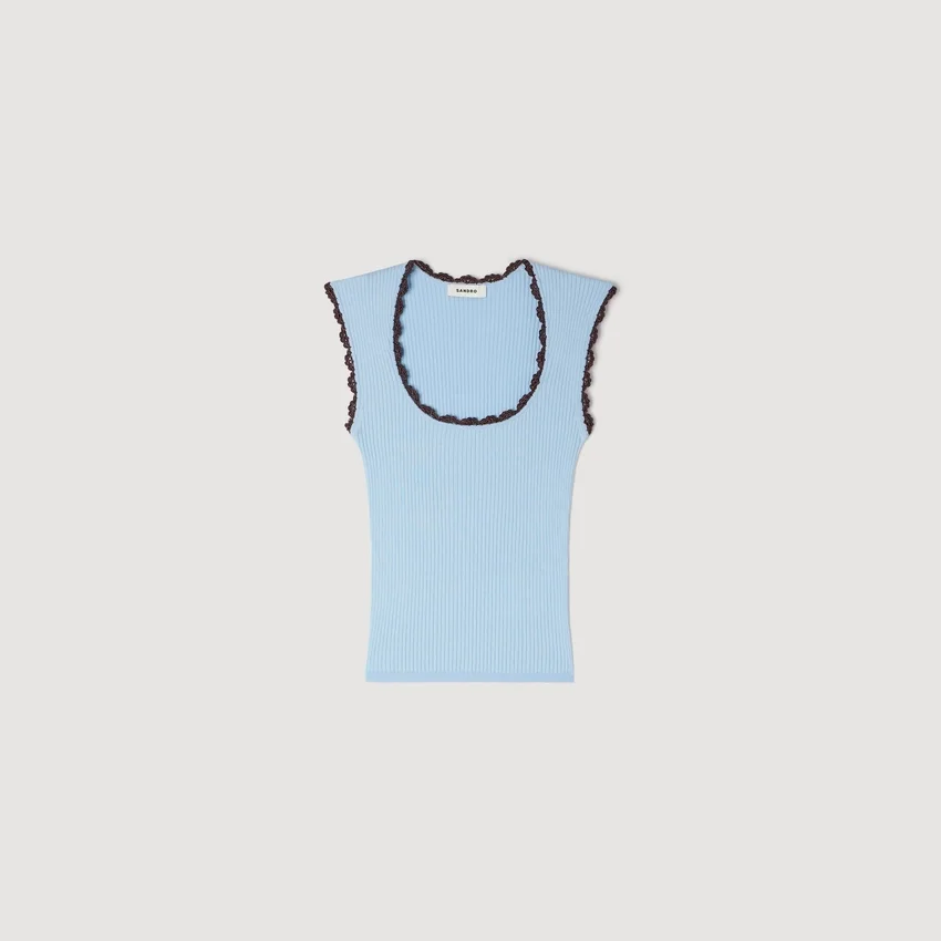 Crochet detail knit top Crochet detail knit top