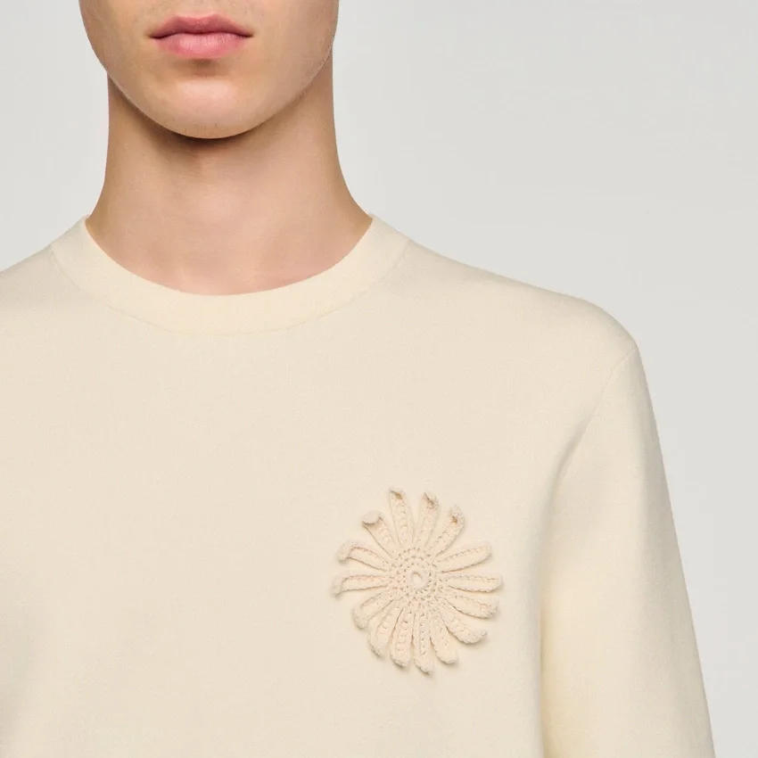 Crochet flower knit sweatshirt Crochet flower knit sweatshirt