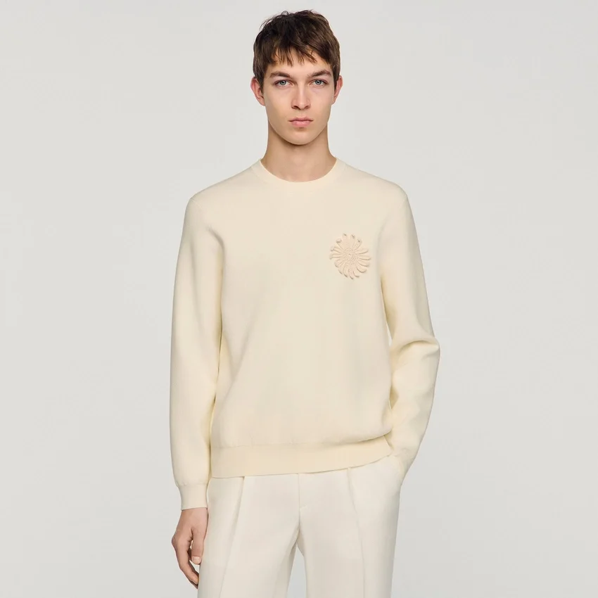 Crochet flower knit sweatshirt Crochet flower knit sweatshirt