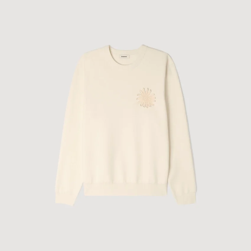Crochet flower knit sweatshirt Crochet flower knit sweatshirt