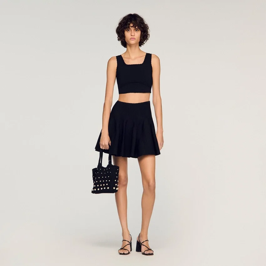 Cropped decorative knit top Cropped decorative knit top