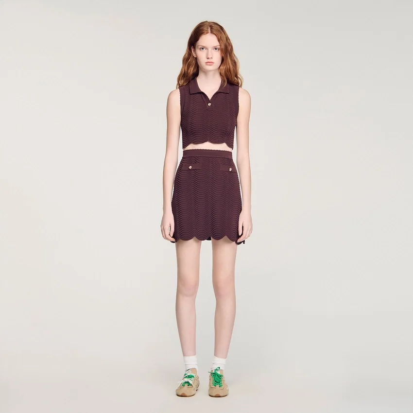 Cropped decorative knit top Cropped decorative knit top