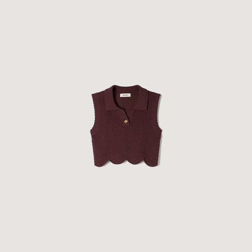 Cropped decorative knit top Cropped decorative knit top