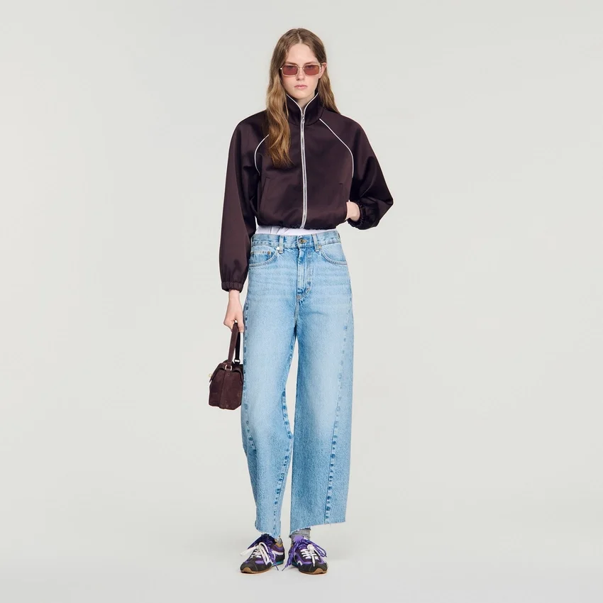 Cropped embroidered satin jacket Cropped embroidered satin jacket