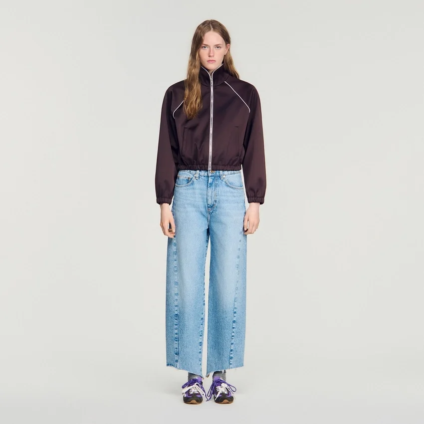 Cropped embroidered satin jacket Cropped embroidered satin jacket