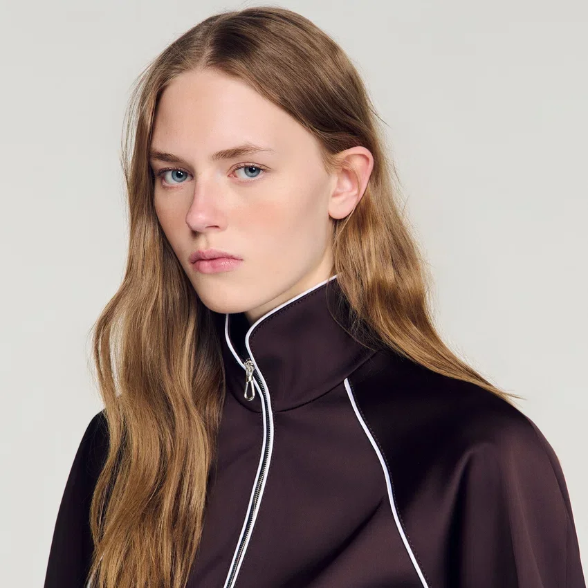 Cropped embroidered satin jacket Cropped embroidered satin jacket