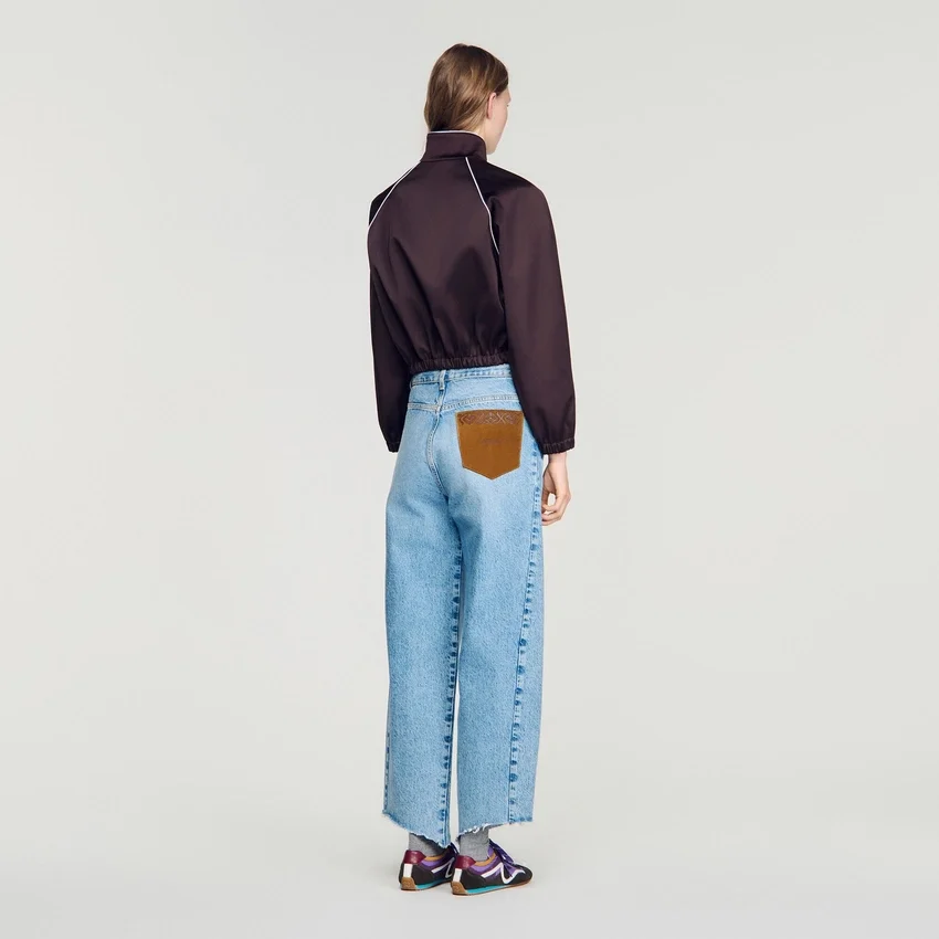 Cropped embroidered satin jacket Cropped embroidered satin jacket